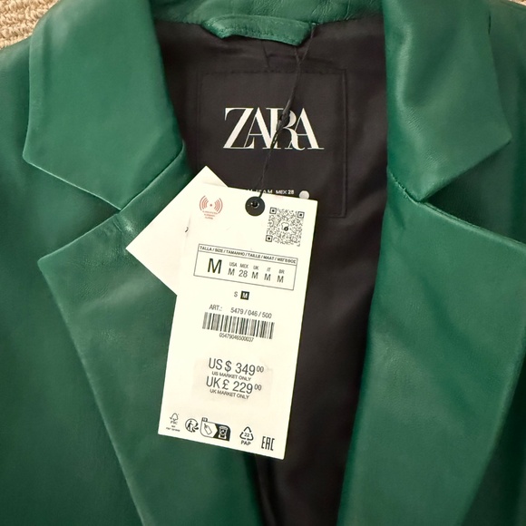 ZARA - NWT ZW Collection Straight Cut Genuine Leather Blazer Jacket - Size M - Picture 6 of 8